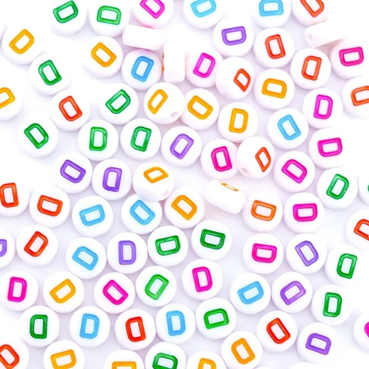 300Pcs Round Letter Pony Beads D 4X7mm Individual Alphabet Beads for Friendship Bracelets Making